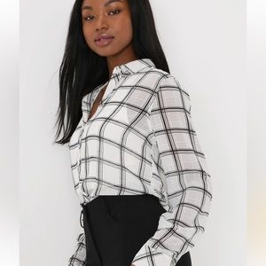 Lulus semi sheer button down blouse